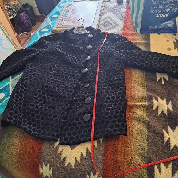 Chico's jacquard dotted black blazer jacket accent buttons - Picture 8 of 8